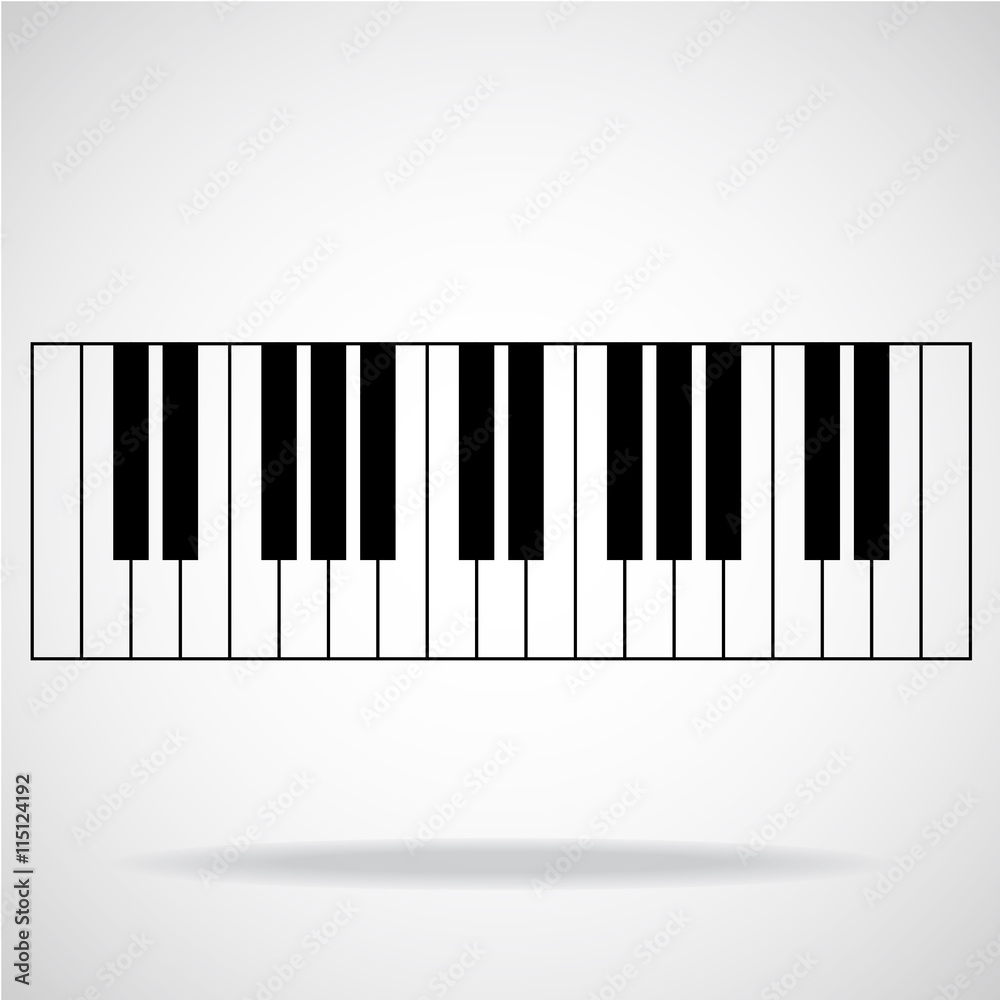 Piano keys isolated on white background, octave Piano keys isolated on white background, octave