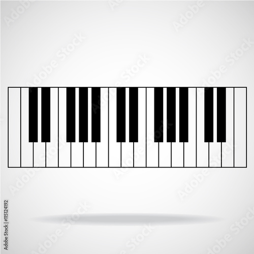 Piano keys isolated on white background, octave