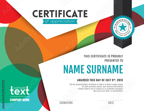 Modern colorful circles certificate background design template