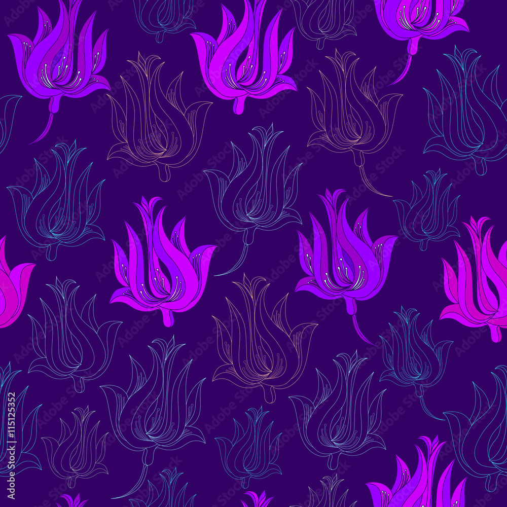 Floral seamless pattern. Vector background with flowers. Floral seamless pattern. Vector background with flowers.