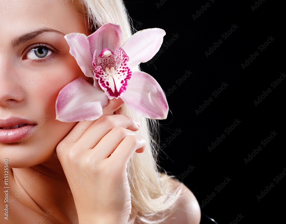 face of woman and orchid face of woman and orchid