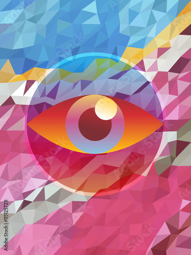Colorful triangle pattern with eye vision abstract