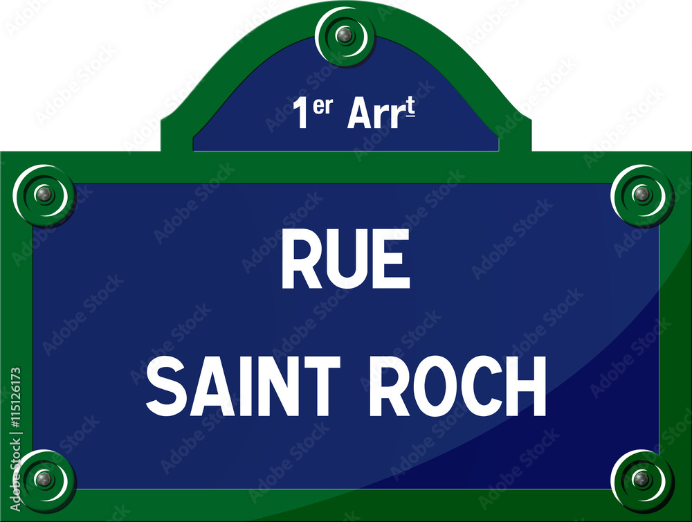 Panneau rue Saint Roch 75001 Paris - Panneau rue parisienne - France ...