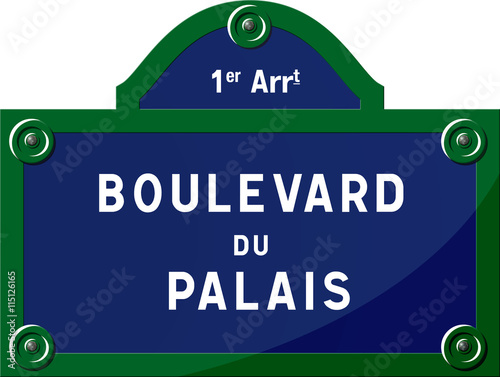 Fotografi Panneau boulevard du Palais 75001 Paris - Panneau rue parisienne - France