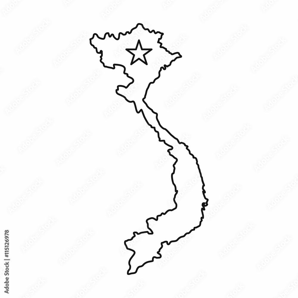 Vietnam map icon in outline style isolated vector illustration. State  symbol Векторный объект Stock | Adobe Stock
