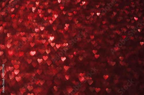 Hearts Lights Background, Heart Shape De Focused Red Sparkles
