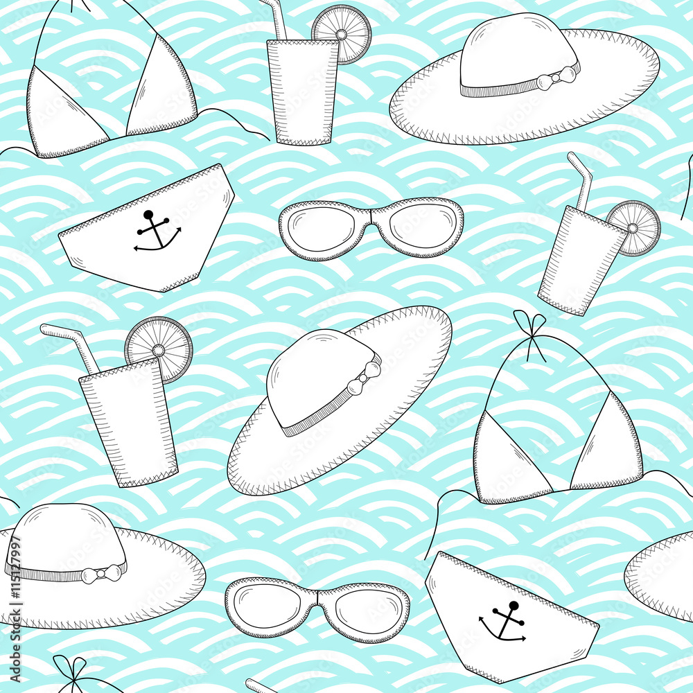 Seamless pattern. Summer background. Vacation. Holiday. Travel Seamless pattern. Summer background. Vacation. Holiday. Travel