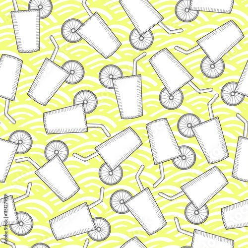 Seamless pattern. Summer. Juices background. Cocktail. Glasses w