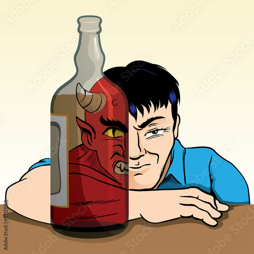 drunk person turning into a demon because of alcohol