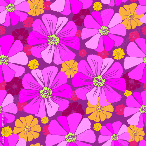 Floral seamless pattern. Vector background with flowers.