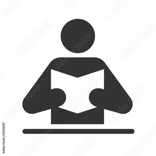 Man reads book icon isolated on a white background. Vector illustration.