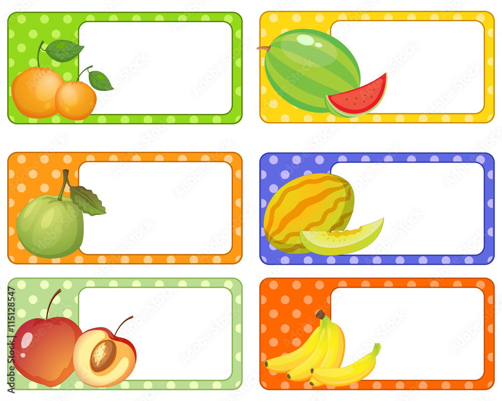 Label design with fresh fruits Label design with fresh fruits