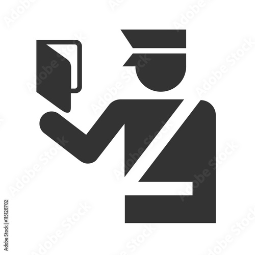 Customs officer with a passport icon isolated on a white background. Vector illustration.