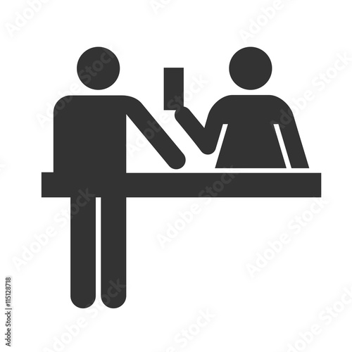 Customs officer with a passport icon isolated on a white background. Vector illustration.