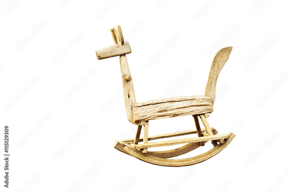 old toy rocking horse on white background old toy rocking horse on white background