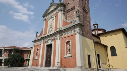 in italy mozzate  ancient   religion  building    for catholic and clock tower. photo