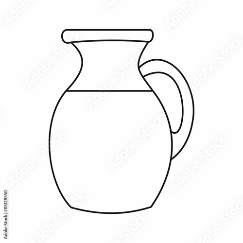 Jug of milk icon in outline style isolated vector illustration. Dishes symbol