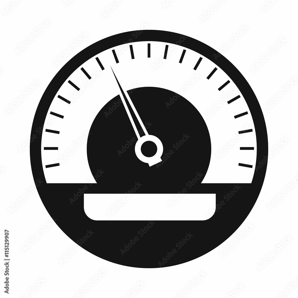 Speedometer icon in simple style isolated vector illustration. Auto spare parts symbol Speedometer icon in simple style isolated vector illustration. Auto spare parts symbol