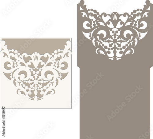 Laser Cut Invitation Card. Laser cutting pattern for invitation wedding card.