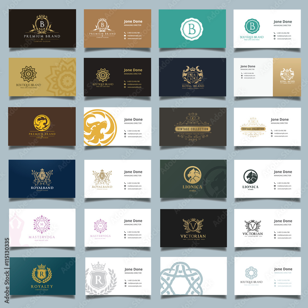 Business card template and Luxury logo collection, Brand identity and stationary.