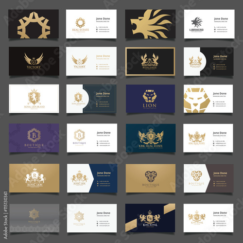 Business card template and Luxury logo collection, Brand identity and stationary.