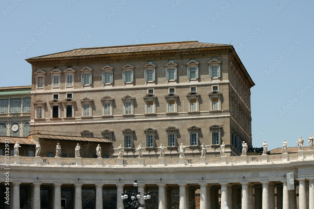 Vatican City. The Pope's window from which he delivers the angelus. Saint Peter's square.