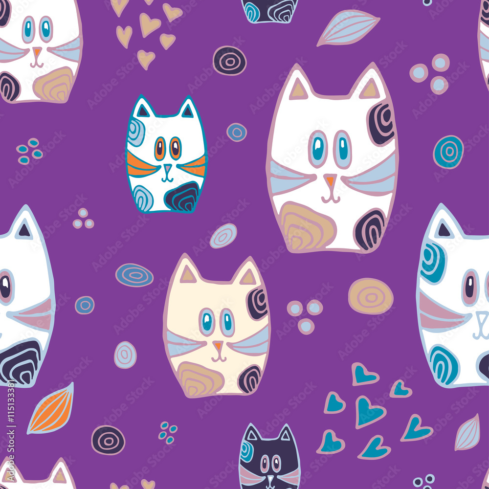 stock vector abstract seamless patternt with cat. doodle cartoo stock vector abstract seamless patternt with cat. doodle cartoo