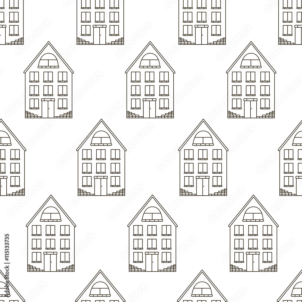 Houses seamless patern. Building background.