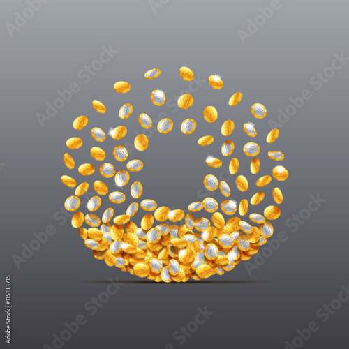 Vector letter O made of coins filling character. Easy to edit