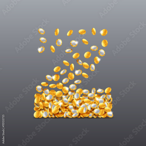 Vector letter Z made of coins filling character. Easy to edit