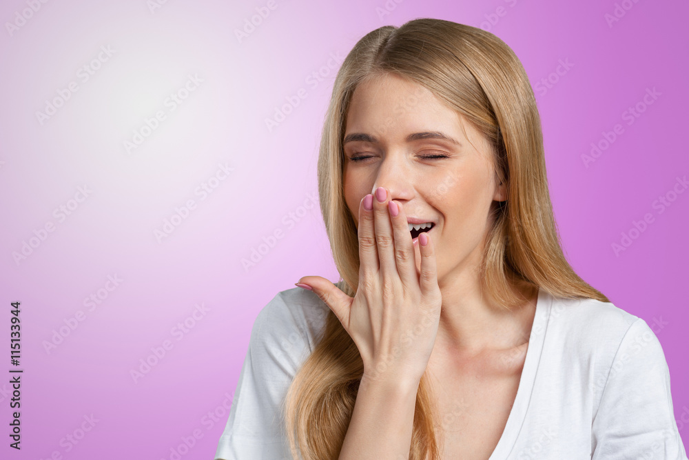 Young girl yawning Young girl yawning