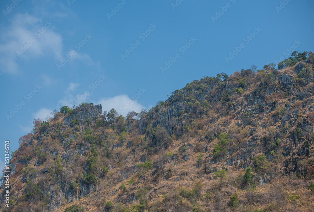 Autumn landscape with mountains and clouds