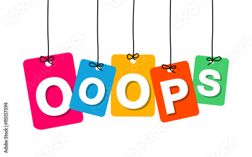 Vector colorful hanging cardboard. Tags - ooops