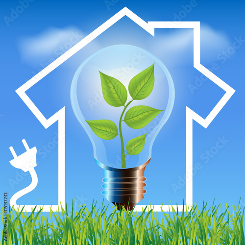 Ecological house. Environmental friendly energy.Energy saving concept Eco house.Think green concept 
