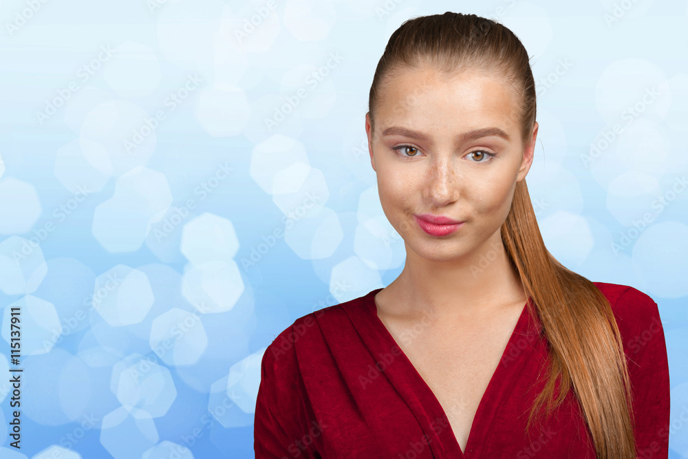 Fototapeta premium Portrait of an attractive young woman thinking deeply