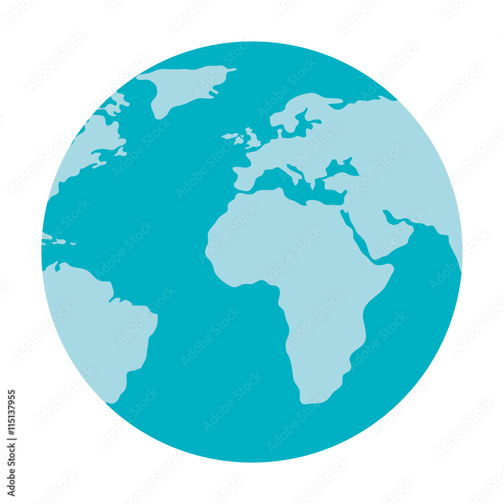 World earth map isolated flat icon, vector illustration design.