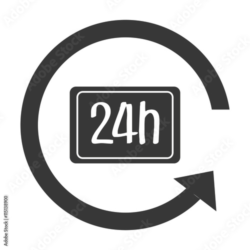 Time and clock isolated flat icon in black and white colors, vector illustration.
