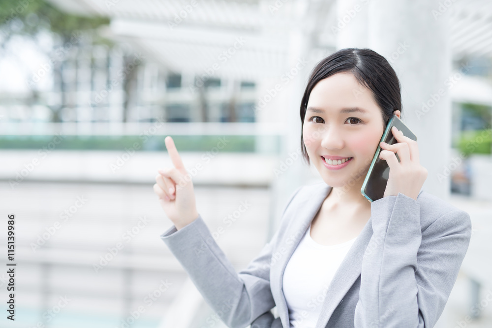 business woman speak smart phone