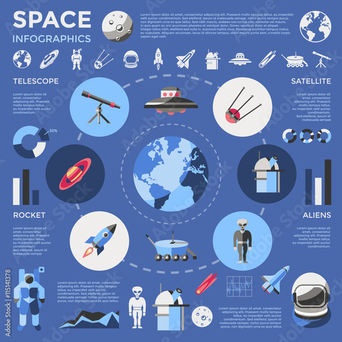 Fototapeta Naklejka Na Ścianę i Meble -  Space Colored Infographic