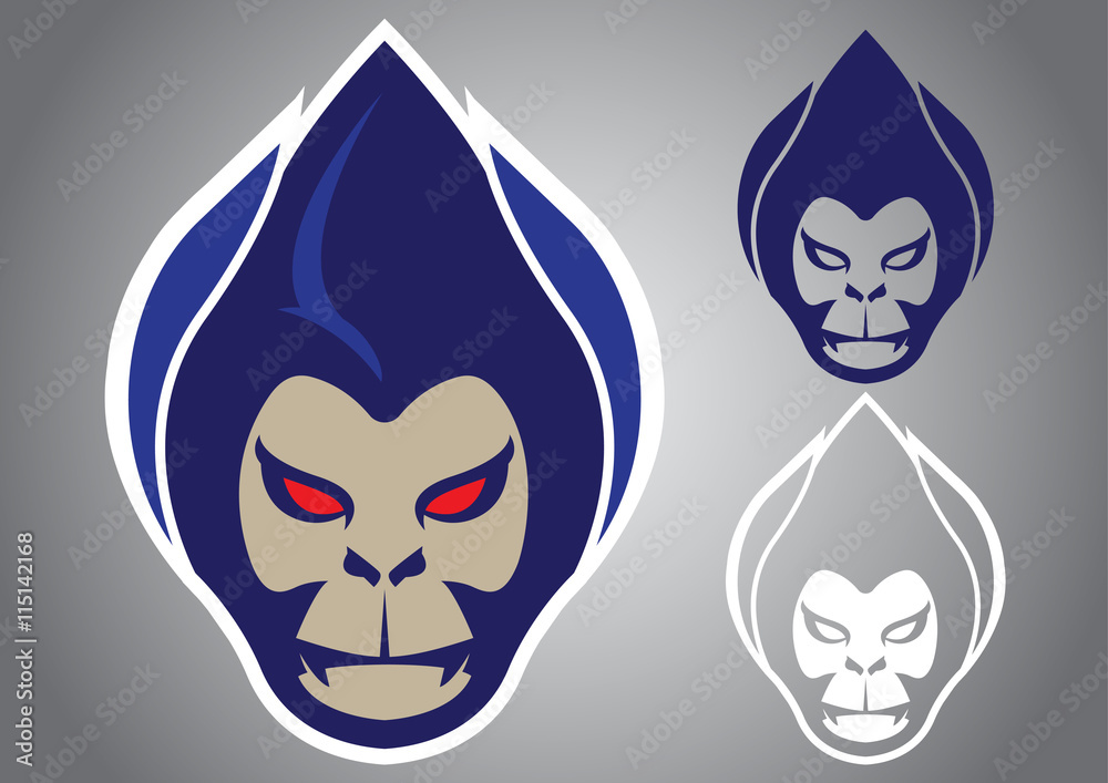 Obraz premium monkey head modern logo vector emblem illustration design idea creative