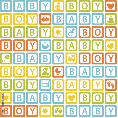 seamless pattern with blocks baby boy - vector illustration, eps