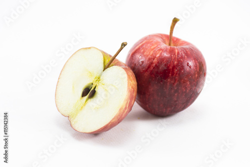 Red apple slice isolated on white background.Fruit for health and diet and hi-vitamin c