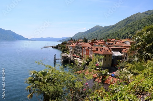 Waterfront of Cannero Riviera at Lake Maggiore, Piedmont Italy photo