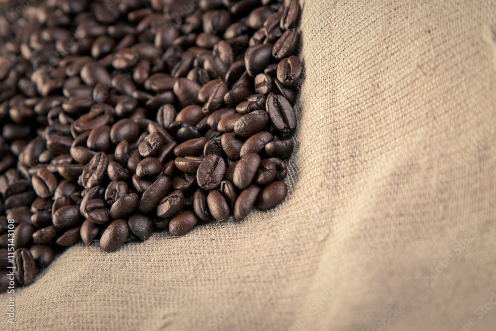 Close up  many coffee  beans  background studio shot