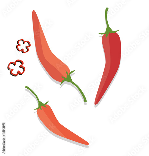 Rote Chilischoten freigestellt Vektor