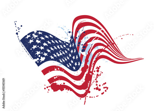 grunge american flag usa flag isolated on white, textured design