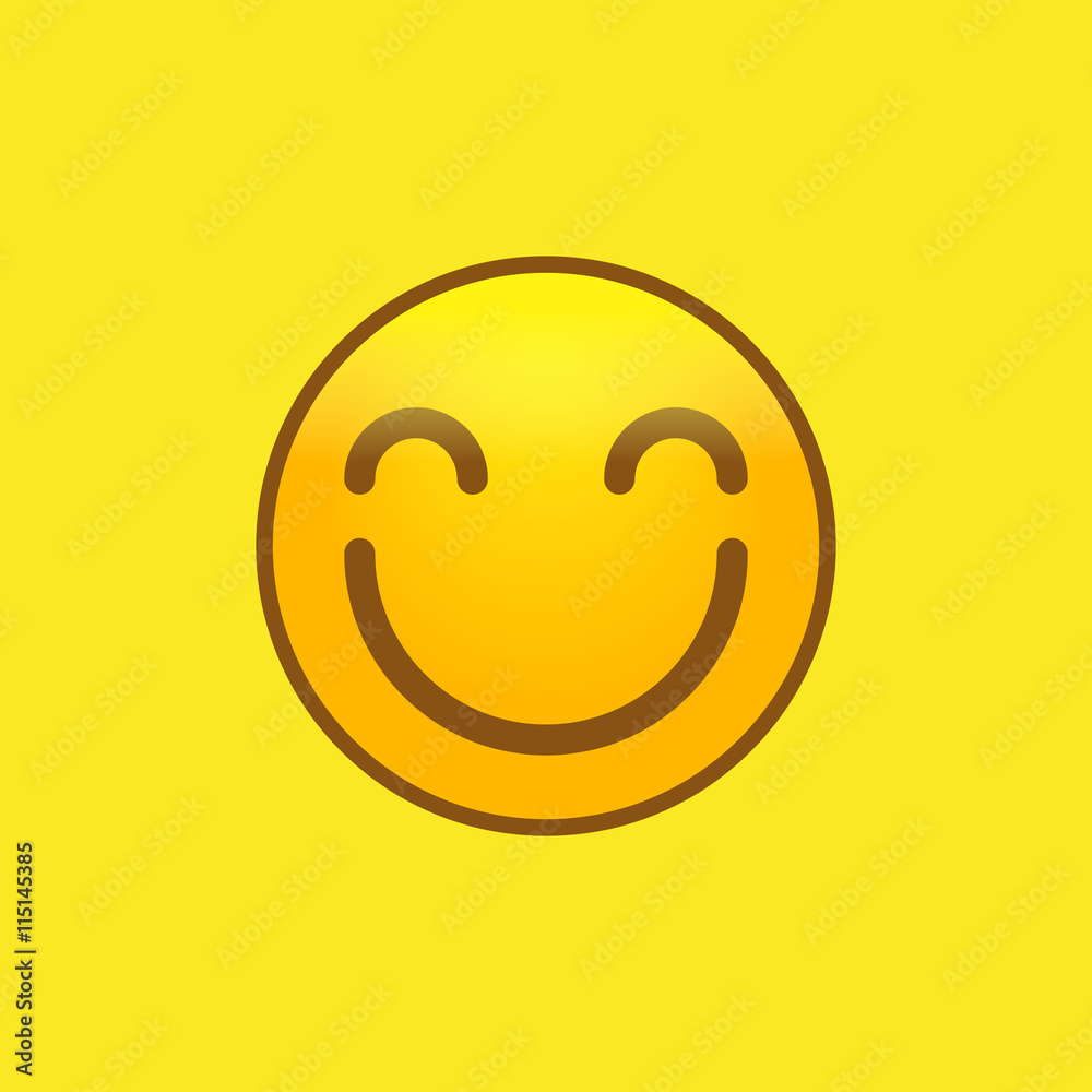 Fototapeta premium Smiling emoticon with smiling eyes and rosy cheeks