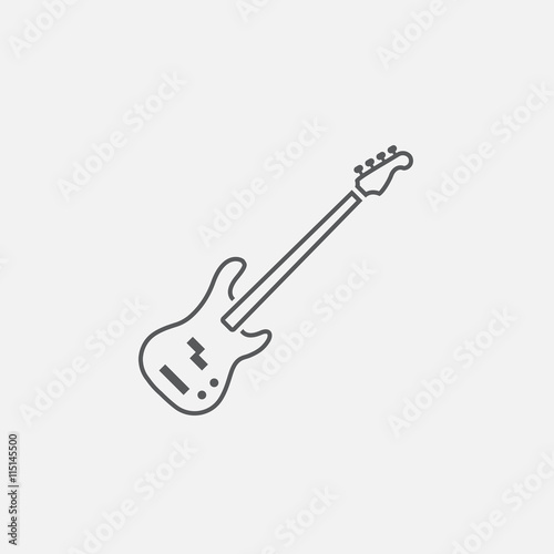 bass guitar line icon, outline vector logo illustration, linear pictogram isolated on white