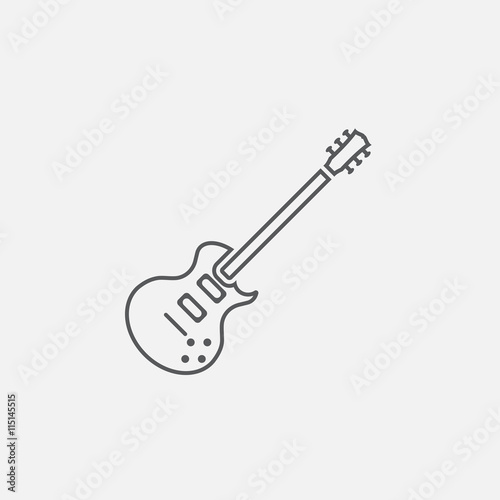electric guitar line icon, outline vector logo illustration, linear pictogram isolated on white