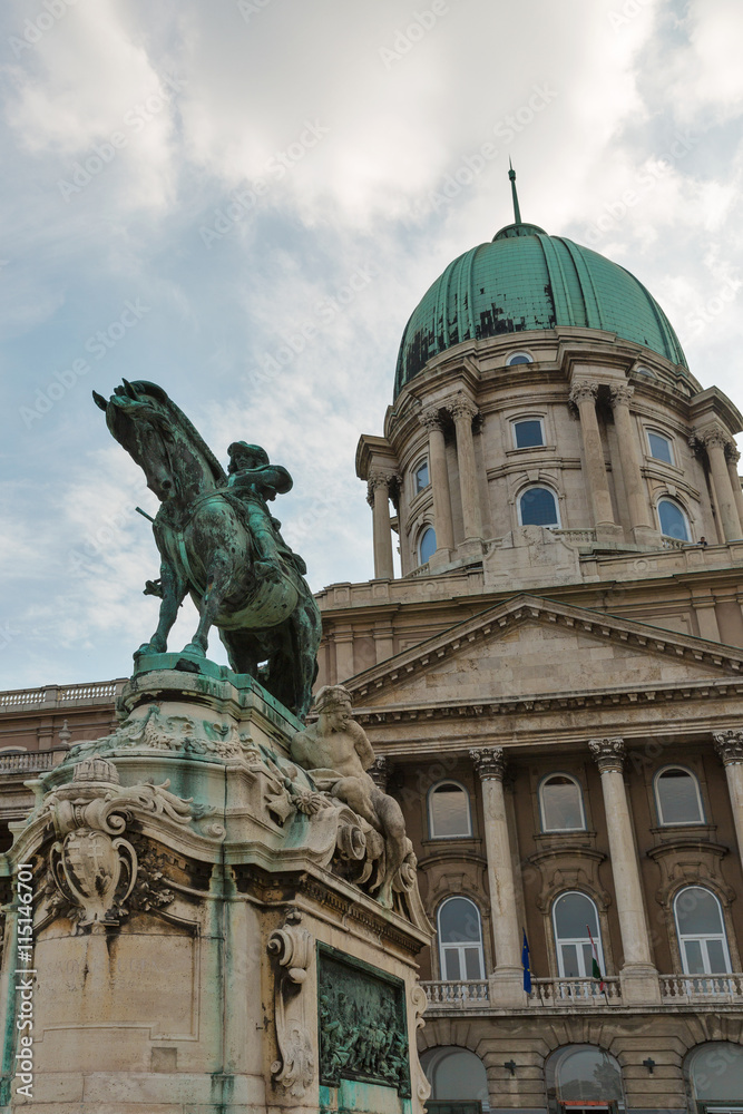 Equestrian statue of Savoyai Eugen in Buda Castle. Budapest, Hungary.
